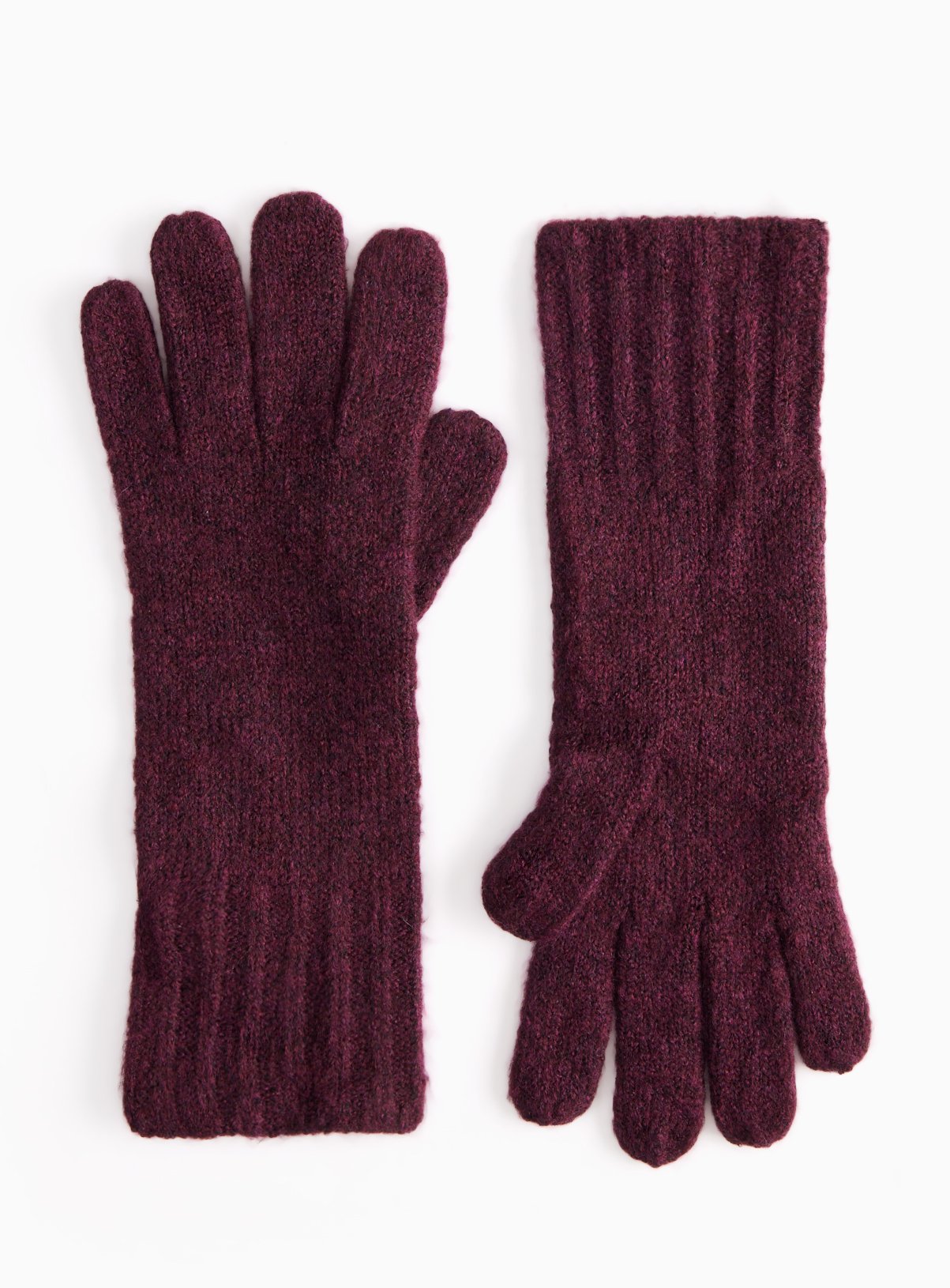 Burgundy Knitted Gloves One Size - Image 1 thumbnail
